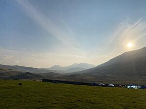evening sun campsite in evening sun