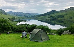 tent and lake tent and lake at garth farm campsite